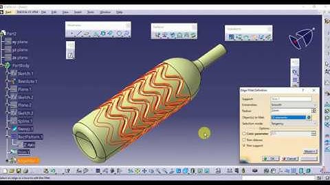 Bottle with depression in CATIA Generative Shape Design