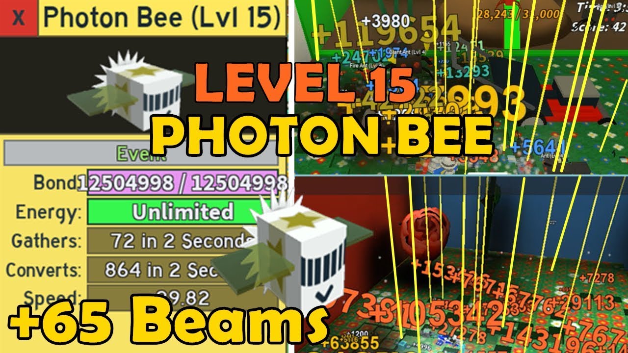 I Got Max Level Photon Bee Level 15 65 Beam Beamstorm Power Bee Swarm Simulator Youtube - x1000 polar power boost lvl 12 diamond bees roblox bee swarm simulator minecraftvideos tv