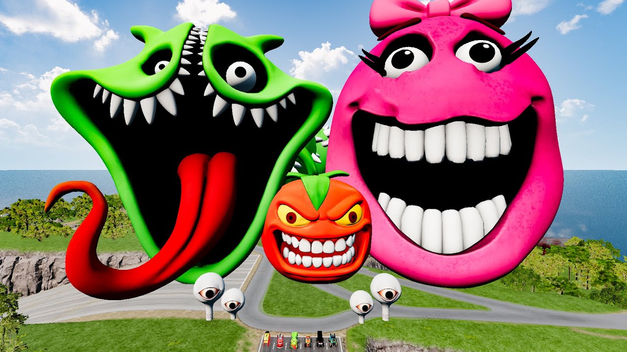 ALL MONSTERS Small & Big Cars & ROBLOX HUNGRY WORM with CAR EATER & 3X BUS EATER in BeamNG #4