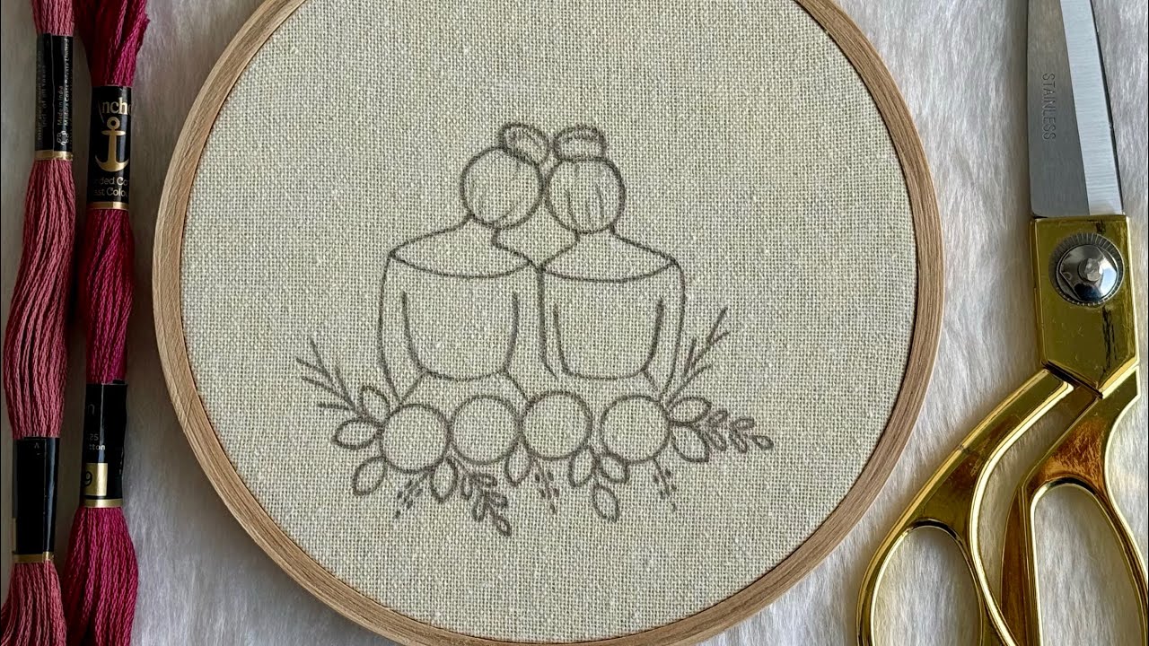 Very Easy Two Friends Hand Embroidery Design For Beginners With Free Pattern Inside❣️DIY Embroidery 