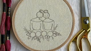 5 Minutes Embroidery Two Friends Hand Embroidery Design For Beginners Free Pattern Insidediy