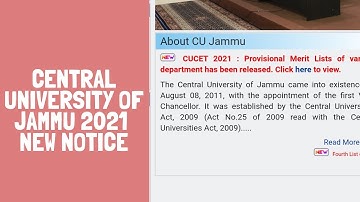 Central university of jammu new update 2021