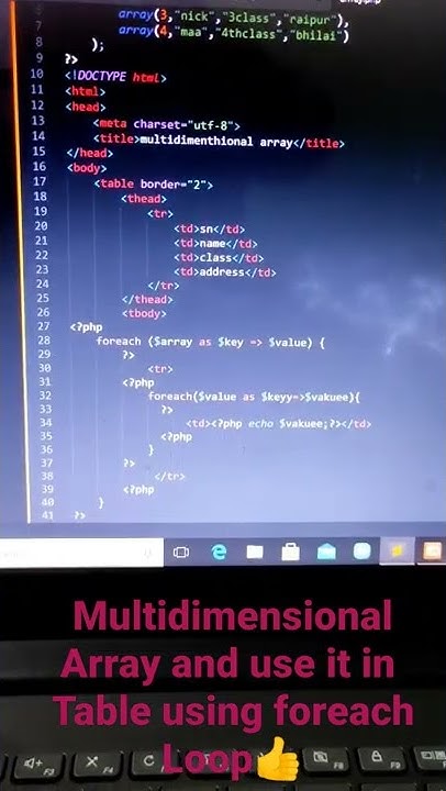 multidimensional array and print it in table using foreach loop👍 - YouTube