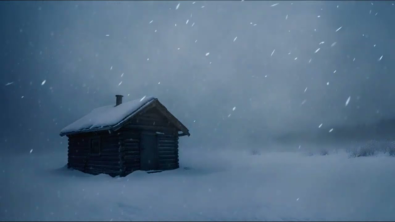 Howling Wind Sounds in Wooden Cabin. Winter Atmosphere of Snowstorm for Sleeping. Relaxing Blizzard.