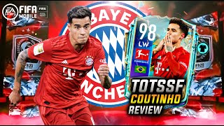 FIFA MOBILE TOTSSF COUTINHO REVIEW | FM20 | 98 RATED TOTS COUTINHO | ONE OF THE BEST LW? |