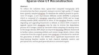 A Dual Domain Diffusion Model for Sparse View CT Reconstruction