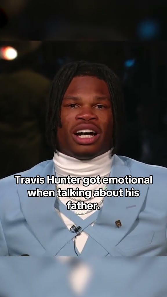 Travis Hunter was emotional speaking about his father