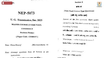 UG 5TH SEM COMMERCE BUSINESS FINANCE NEP DEC 2023 | CCSU
