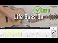 Life Goes On (Easy Version) - BTS | Fingerstyle Guitar | TAB + Chords + Lyrics