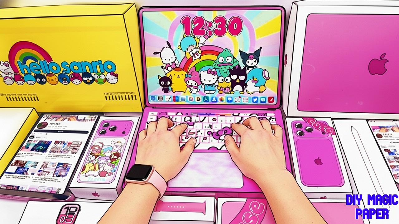 Satisfying Paper DIY 💻 Hello Kitty & Kuromi iPhone Case 📱 폰꾸미기 ASMR