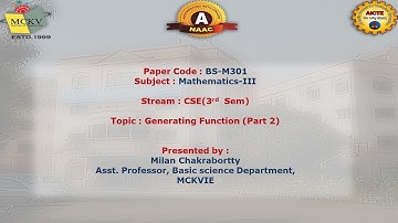 Solution of Recurrence Relation using Generating function (Part 2)