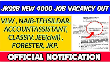 JKSSB FRESH RECRUITEMENT 2022 || OFFICIAL NOTICE | 4000 JOBS 😮|| 10th pass classiv vlw | #jkssb #ad