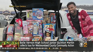 Belle Vernon Area junior Quinton Martin collects toys for kids