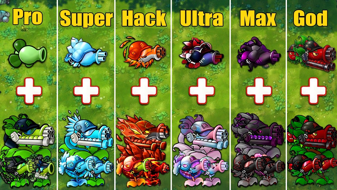 PVZ 1 Fusion 3.5 Challenge!! Team Gatling Pea VS Team Drone VS Obsidian ...