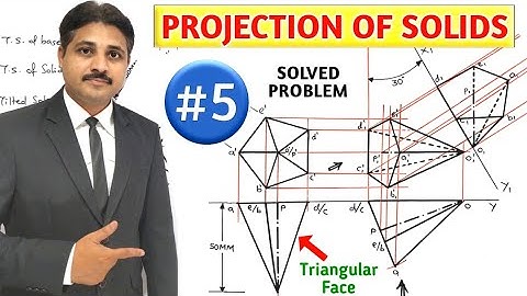 PROJECTION OF SOLIDS SOLVED PROBLEM 5 IN HINDI IN ENGINEERING DRAWING @TIKLESACADEMYOFMATHS