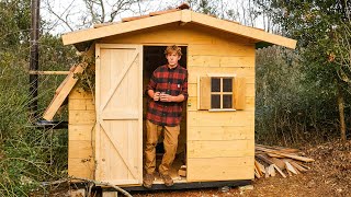 Building a Simple Cabin On My LOG CABIN Build Site | Off Grid | Stove, Roofing, Door, Window | EP 10