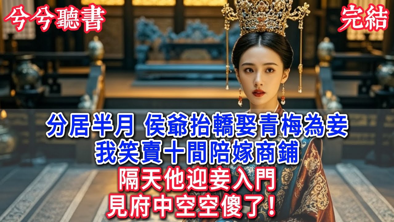 分居半月，侯爺抬轎娶青梅為妾。我笑賣十間陪嫁商鋪，隔天他迎妾入門，見府中空空傻了！ #有聲小說 #爽文 #小說  #古言 #完結 #愛情 #將軍 #王爺 #女頻