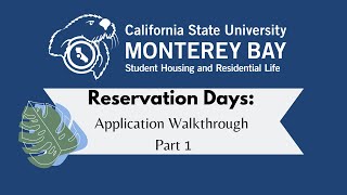 Reservation Days Application Walkthrough, Part 1