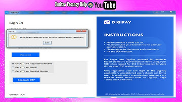 DigiPay V 7.4 Unable to Validate user info or invalid user Provided