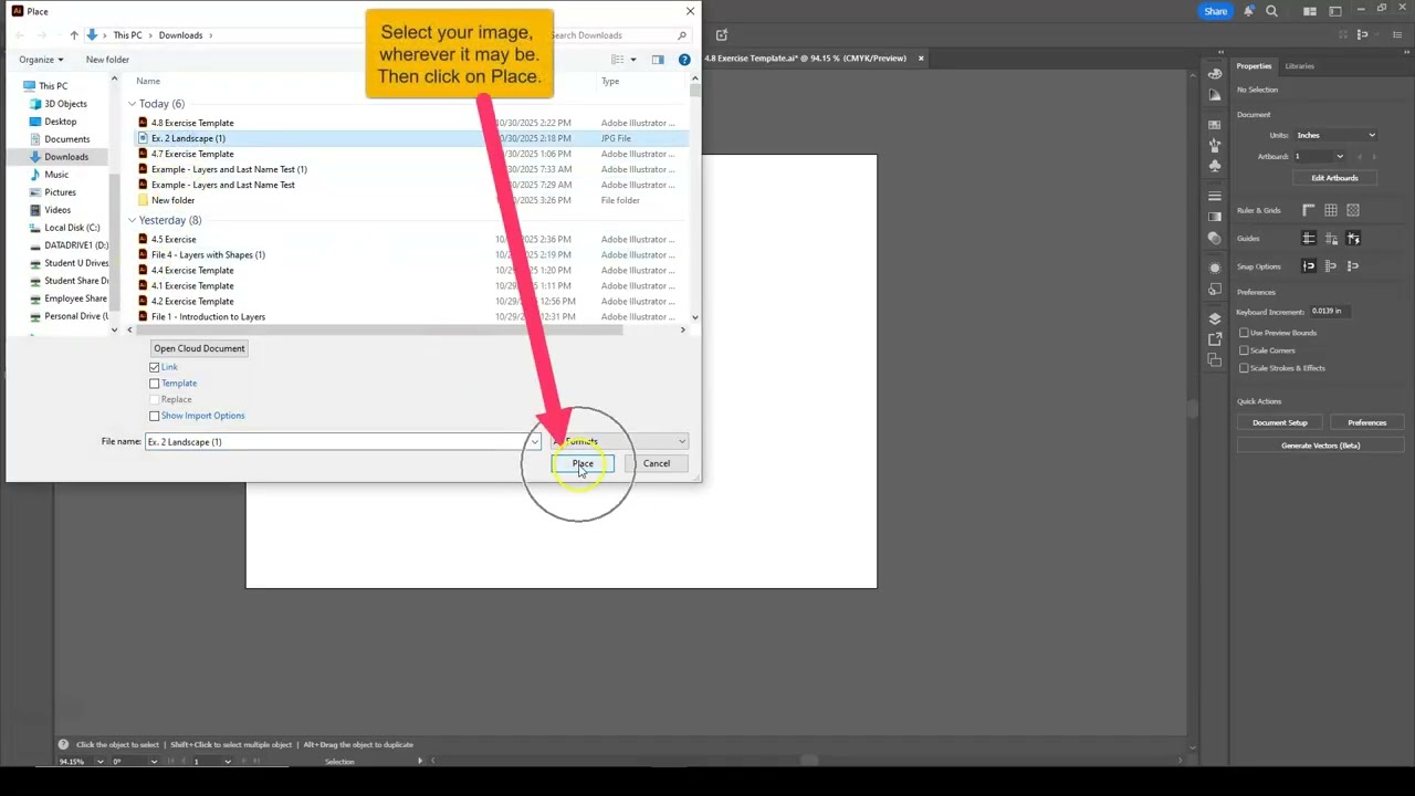 Place an Image in Illustrator