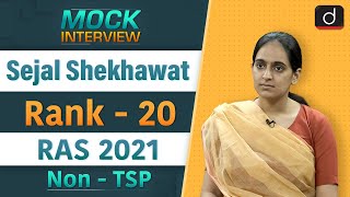 RAS Topper Sejal Shekhawat | Mock Interview I Drishti IAS English