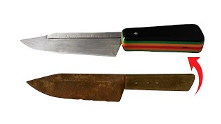Old Rusty Knife Restoration | Rust Removal, Handle Making & Sharpening