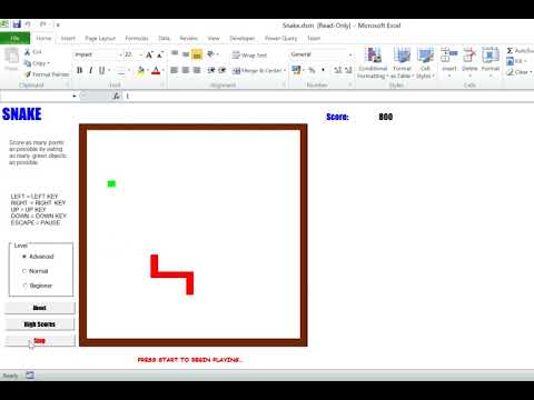 Simple Snake Game in Excel