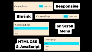 Responsive Shrink on Scroll Menu with HTML CSS and JavaScript