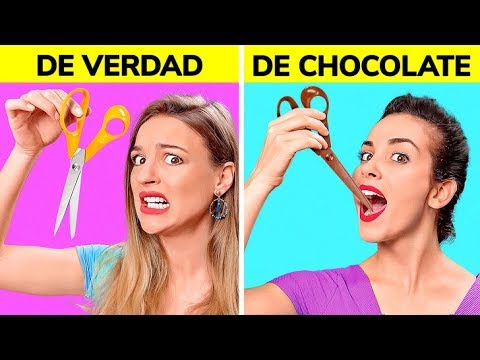 EL RETO DE LA COMIDA DE VERDAD VS. LA DE CHOCOLATE || 33 Pruebas de sabor por 123 GO! CHALLENGE