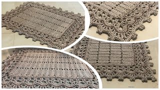 سجاده مستطيلة بخيط المكرمية السميك(crochet rug)الجزء1