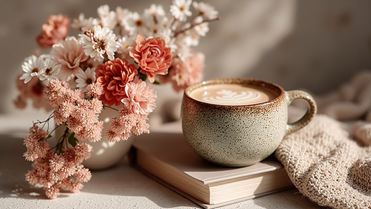 Атмосфера весенней кофейни ~ Расслабляющая инструментальная джазовая музыка для учебы и работы