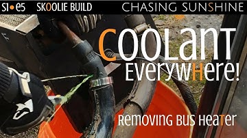 The Bus Bleeds! Coolant heater removal | Ep 5 | Skoolie Canada - Chasing Sunshine