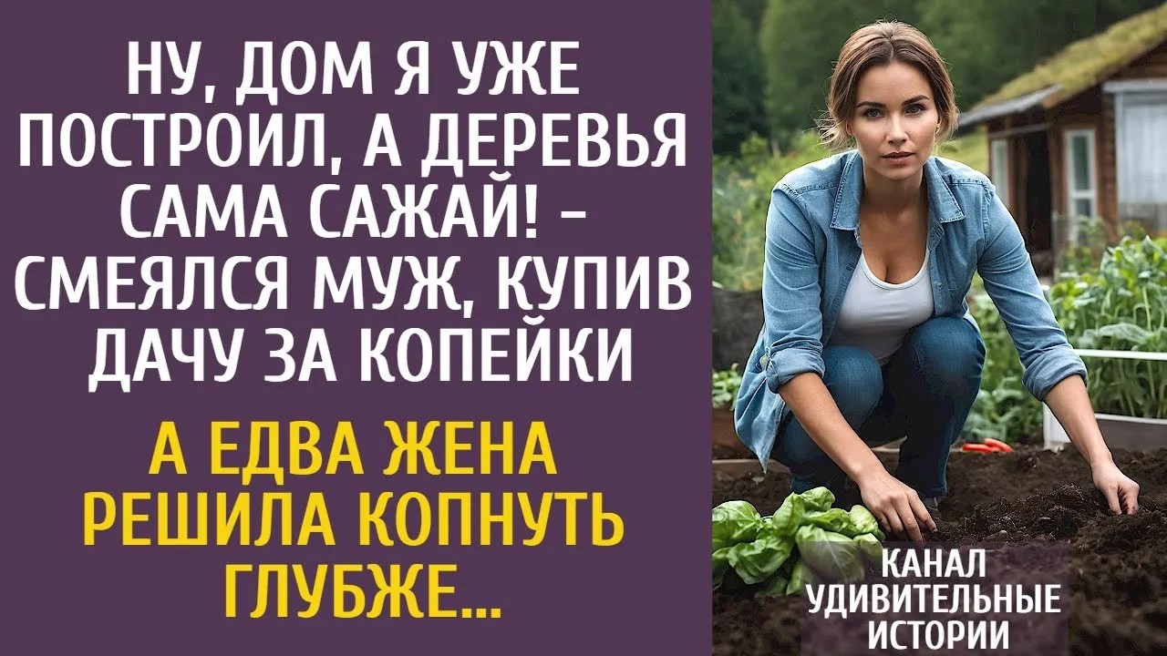 Ну, дом я построил, а деревья сама сажай!   смеялся муж, купив дачу за копейки… А едва она копн