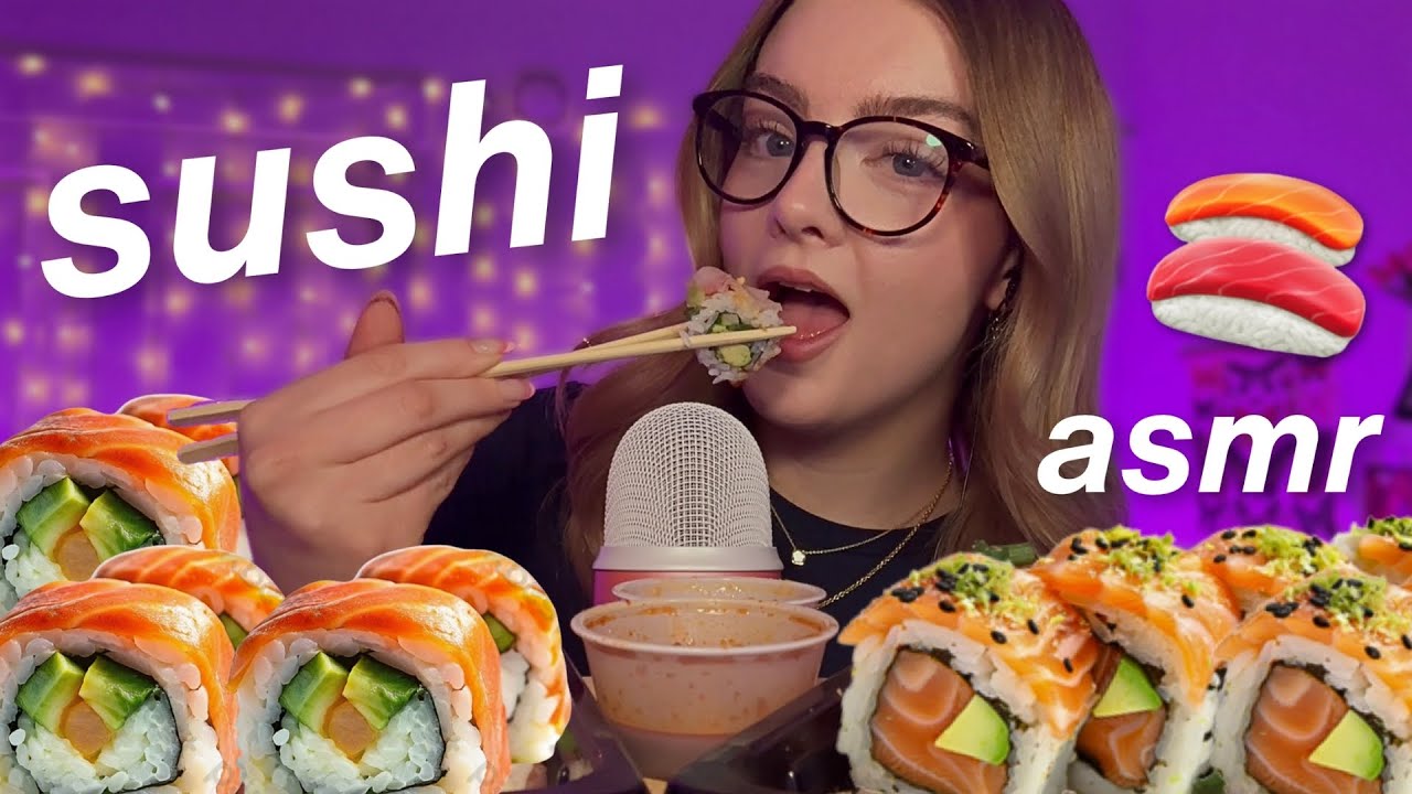 ASMR sushi mukbang 🍣 🍱 eating sounds, close whispers