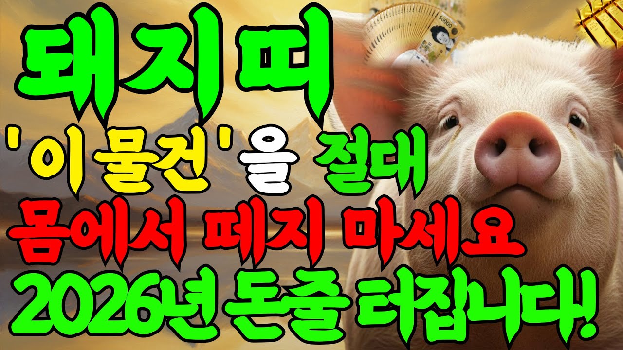 돼지띠 돈줄 열집니다!  2026'이것'을 꼭 몸에 지니세요 재물운과 금전운, 돈이 끊임없이 들어옵니다 돼지띠 금전운
