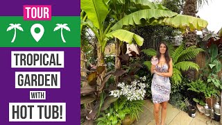 Tropical style garden with it's own hot tub! 🌴 Tropical garden ideas & tours.