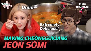 [C.C.] How do you like the taste of my cheonggukjang, oppa?🍲😊 #JEONSOMI