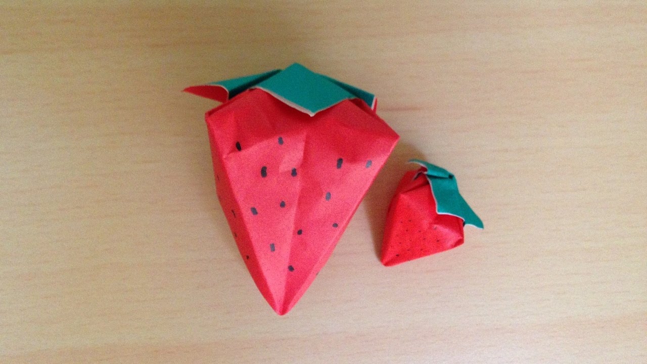 折り紙 イチゴ 立体 簡単な折り方 Origami Strawberry 3d Youtube