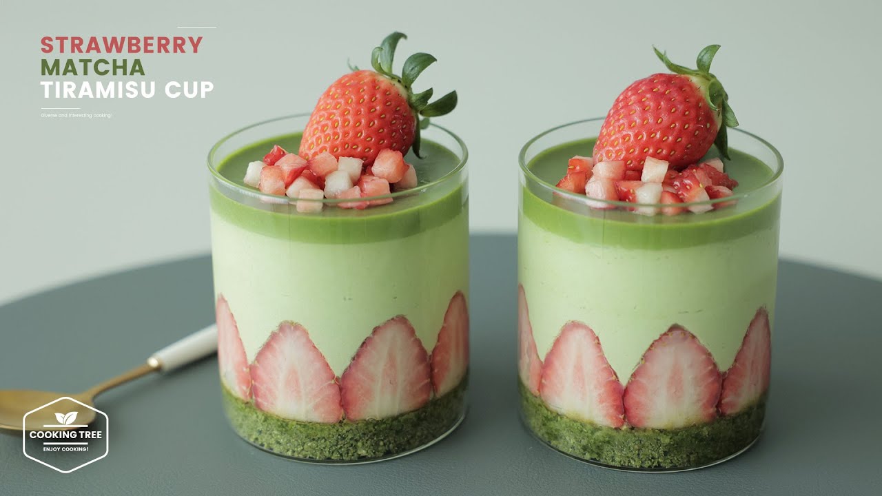 Лучше, чем в пекарне! Роскошный тирамису с клубникой и матчей в стаканчике | Десерт без выпечки