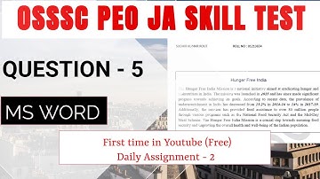 OSSSC PEO SKILL TEST QUESTIONS & Answer 5 / OSSSC Skill Test Preparation / MS Word / OdishaIQ