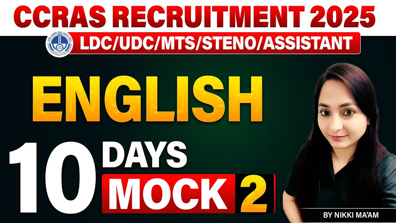 CCRAS Recruitment 2025 | English Mock Test | Day 2 | 10 Days English Series