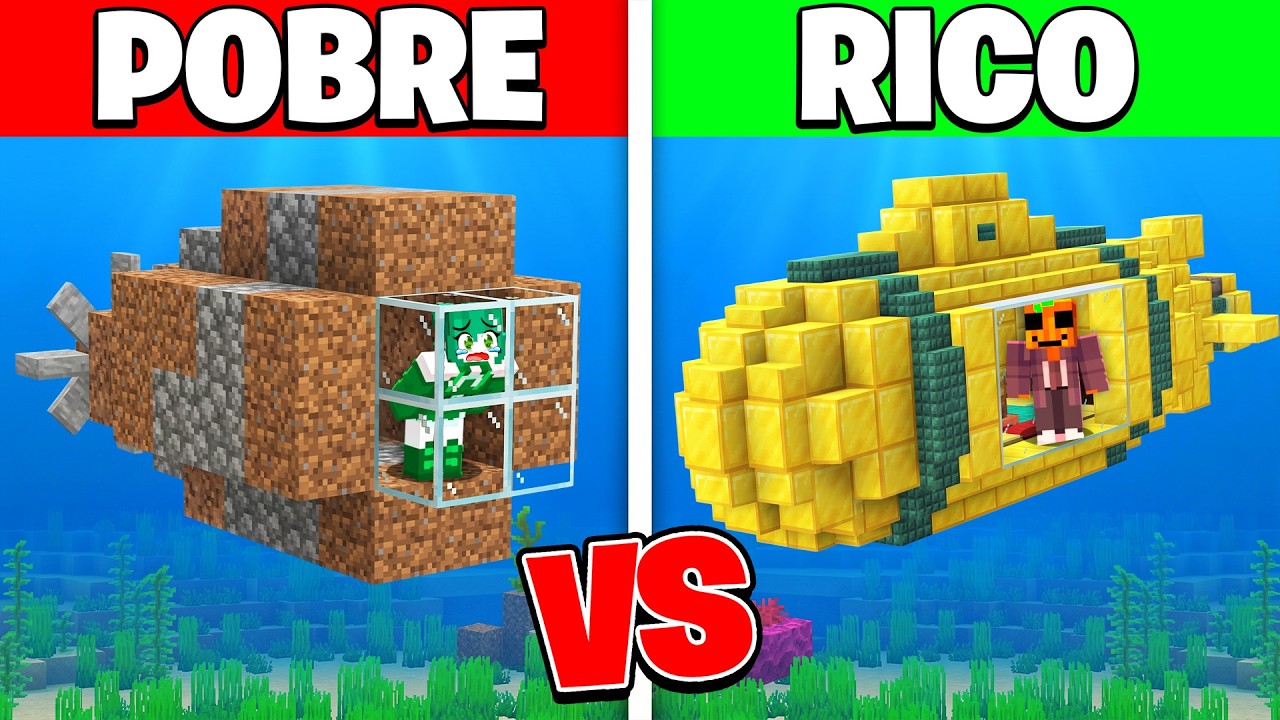 POBRE vs RICO: Batalla de SUBMARINOS en Minecraft!