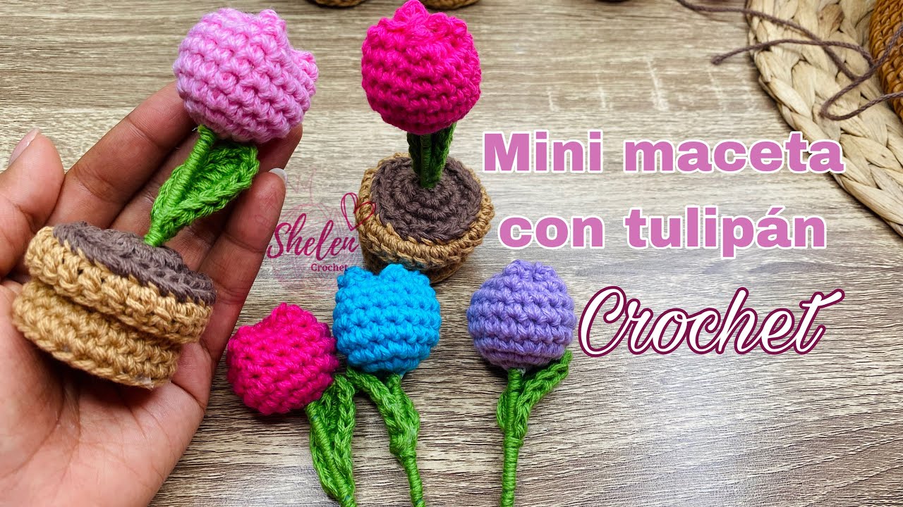 Mini maceta tulipán CROCHET 🌷 forma 2🧶🪴♥️