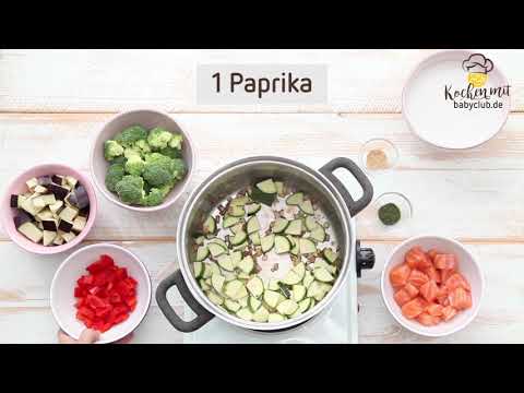 Lachs-Gemüse in Kokosmilch mit Reis – Rezepte für Schwangere  | Kochen mit babyclub.de. 