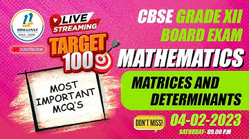 CBSE Grade 12 Mathematics | Most Important MCQs from Matrices And Determinants | Target-100
