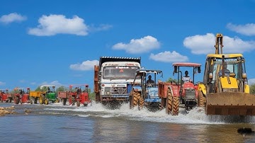 JCB 3dx Backhoe Machine Going Mud Loading Tractors Vs Trucks | NewHollend Tractor Trolley And Truck 