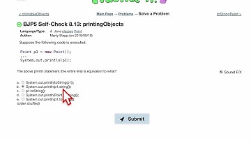 Java Practice It | Self-Check 8.13: printingObjects | classes, point, implementing, object