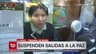 Suspenden los viajes a La Paz desde la Terminal de Cochabamba debido al bloqueo de gremiales