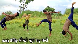 easy 3 flip sikho bina dar ke kk dance stunt Webster flip front handspring head front handspring