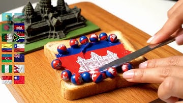 Spreading Country  Flag balls on Toast 🍞🌍 | AI ASMR – Oddly Satisfying Toast ASMR PART 4